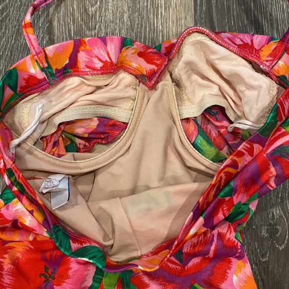 Vintage 90s one piece swimsuit floral bright tropical slimming Small - Picture 10 of 14